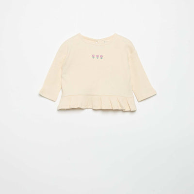 Ribbed long-sleeved T-shirt WHITE