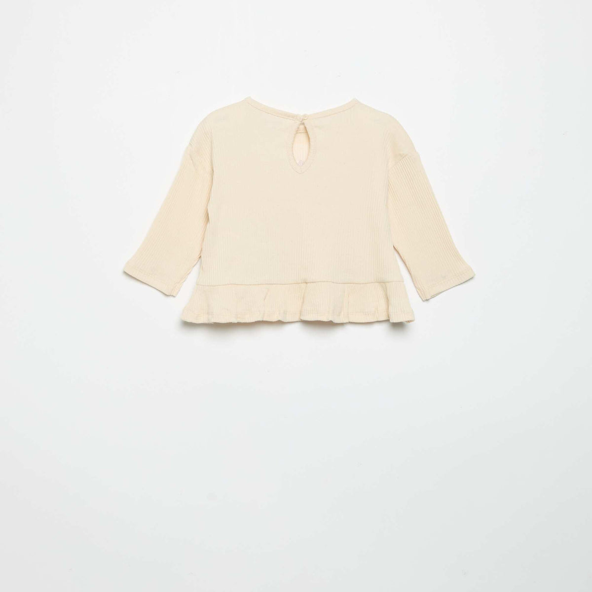 Ribbed long-sleeved T-shirt WHITE