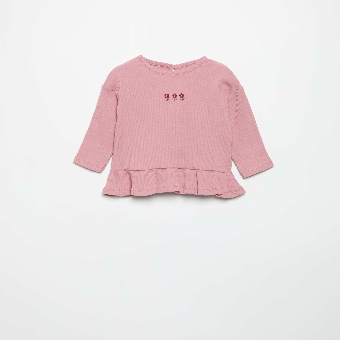 Ribbed long-sleeved T-shirt PINK