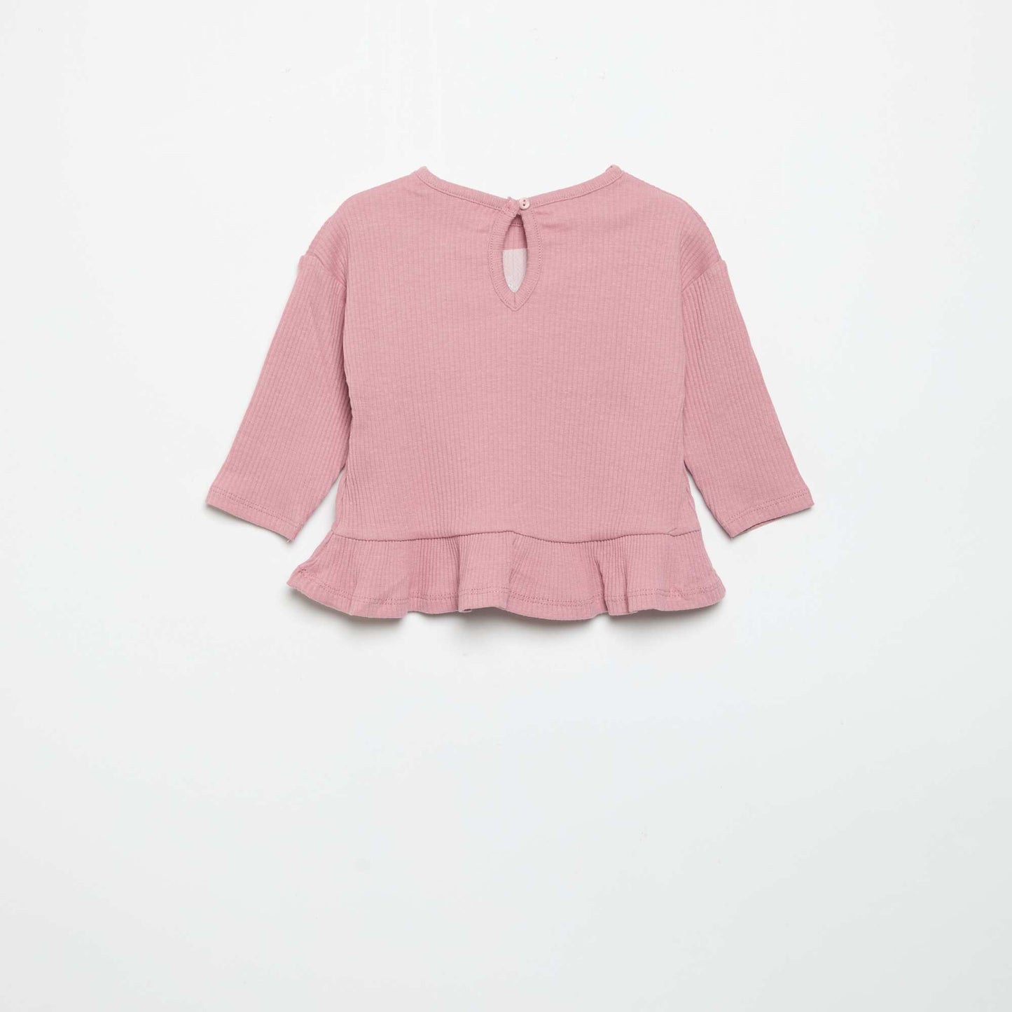 Ribbed long-sleeved T-shirt PINK