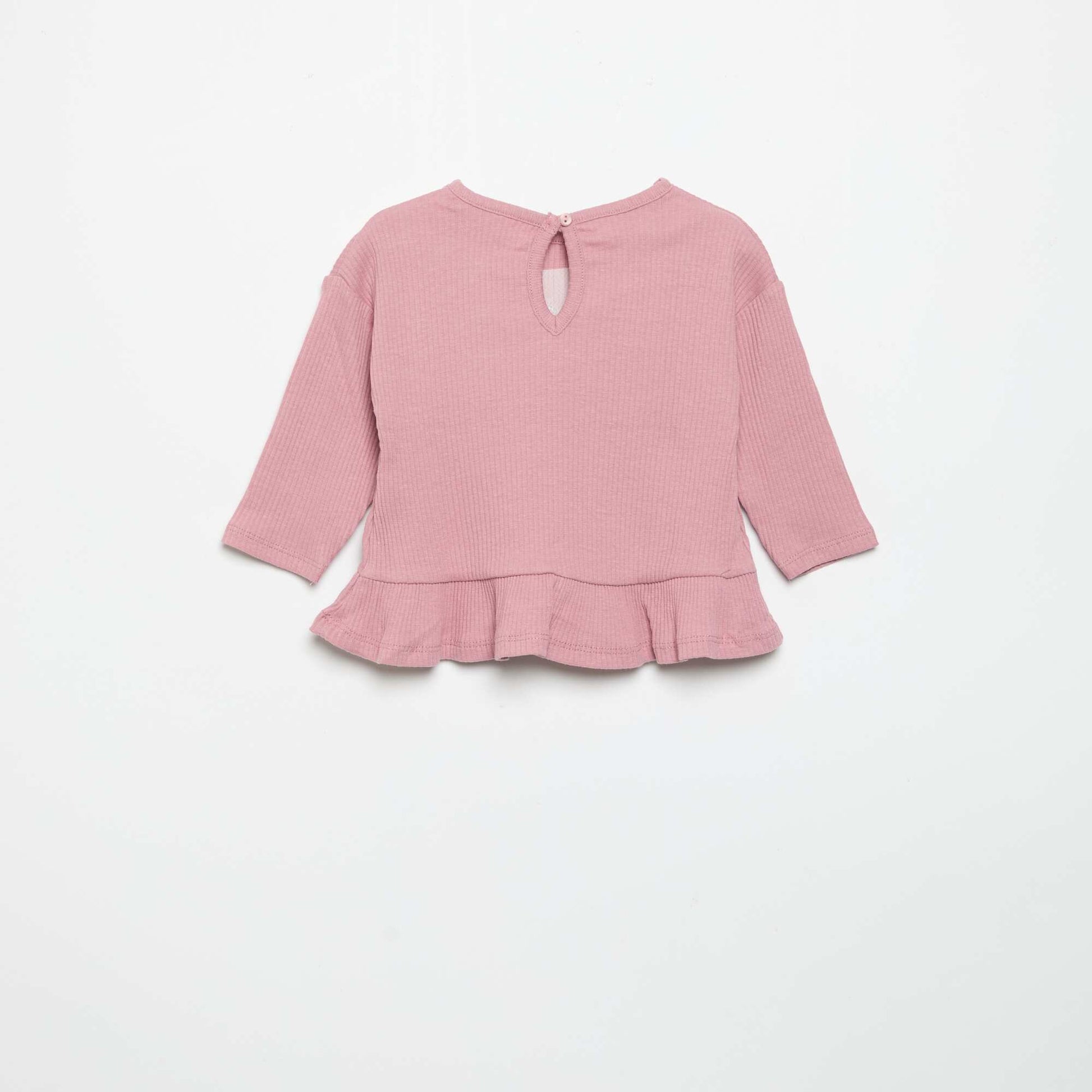 Ribbed long-sleeved T-shirt PINK