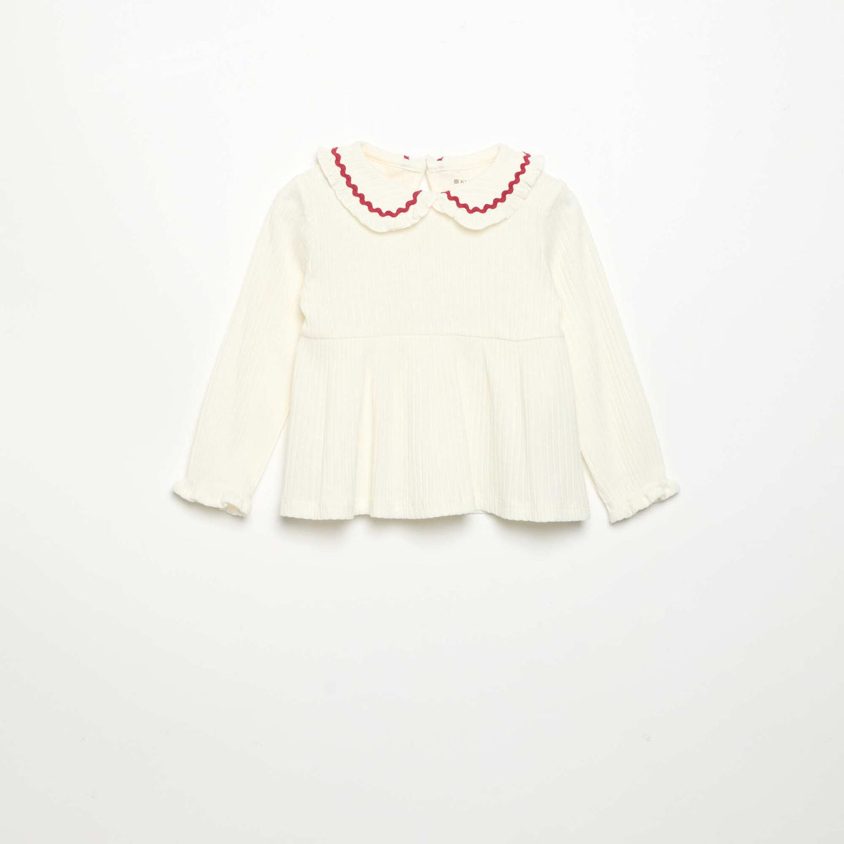 Long-sleeved T-shirt with Peter Pan collar WHITE