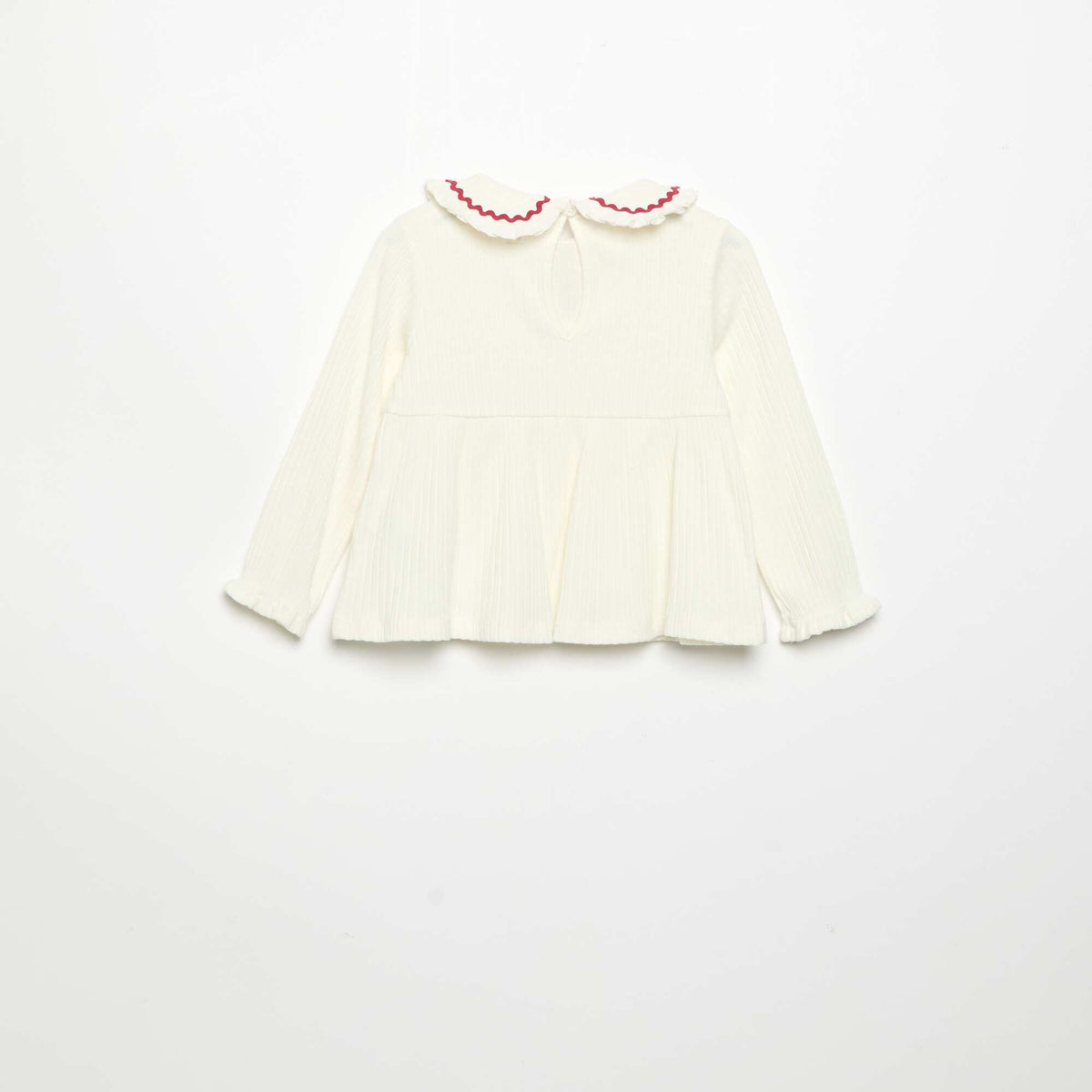 Long-sleeved T-shirt with Peter Pan collar WHITE