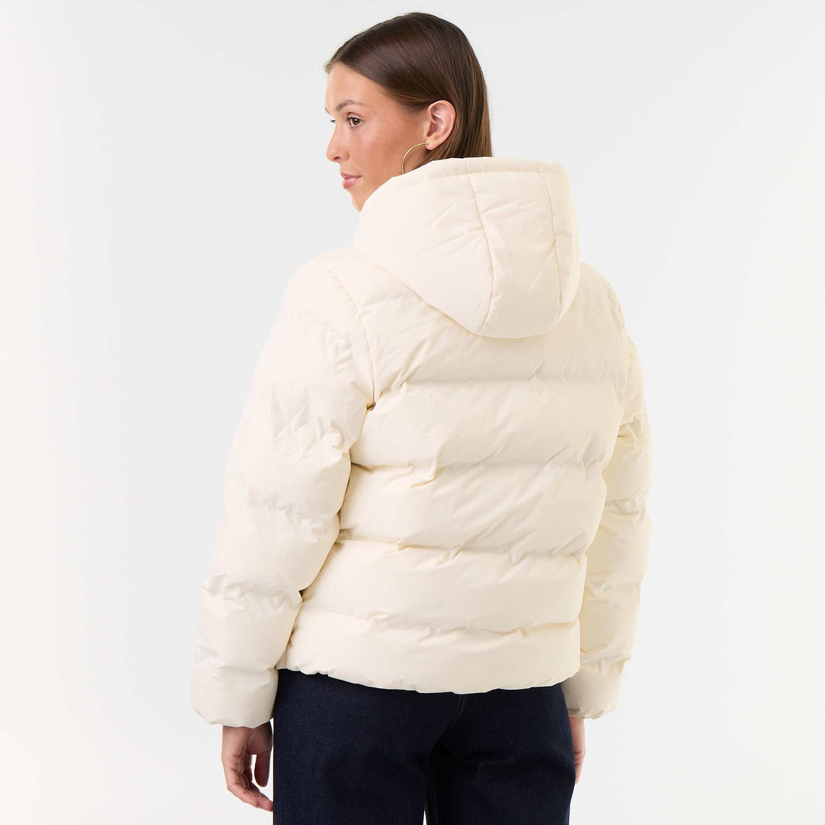 Hooded quilted puffer jacket WHITE