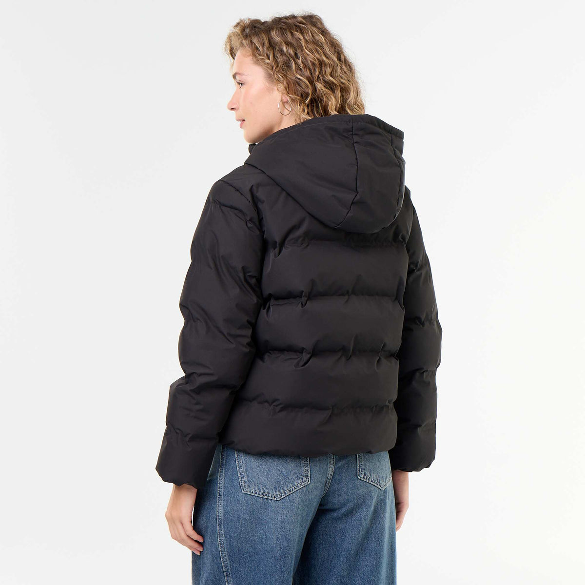 Hooded quilted puffer jacket BLACK