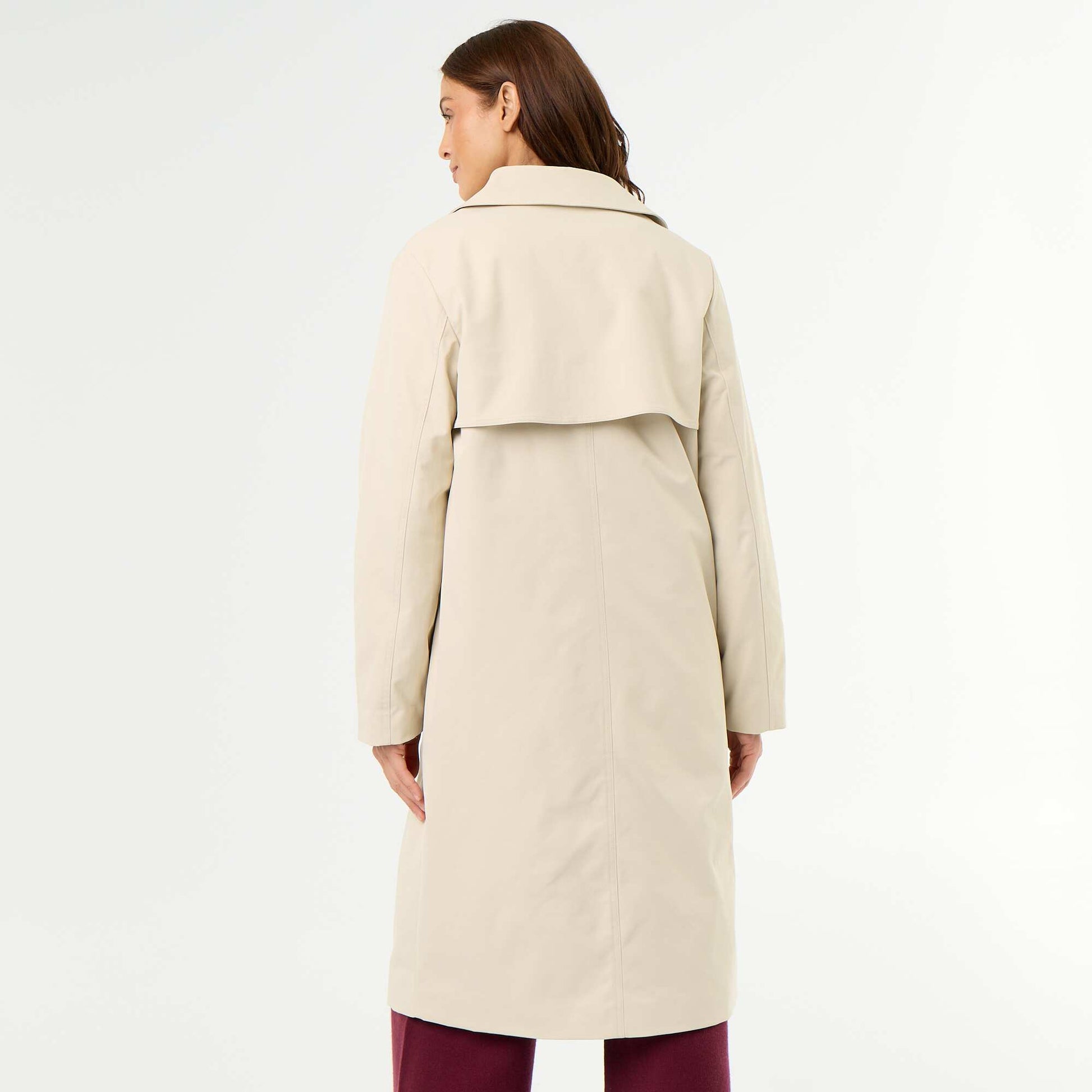 Mid-length trench coat with inner lining BROWN