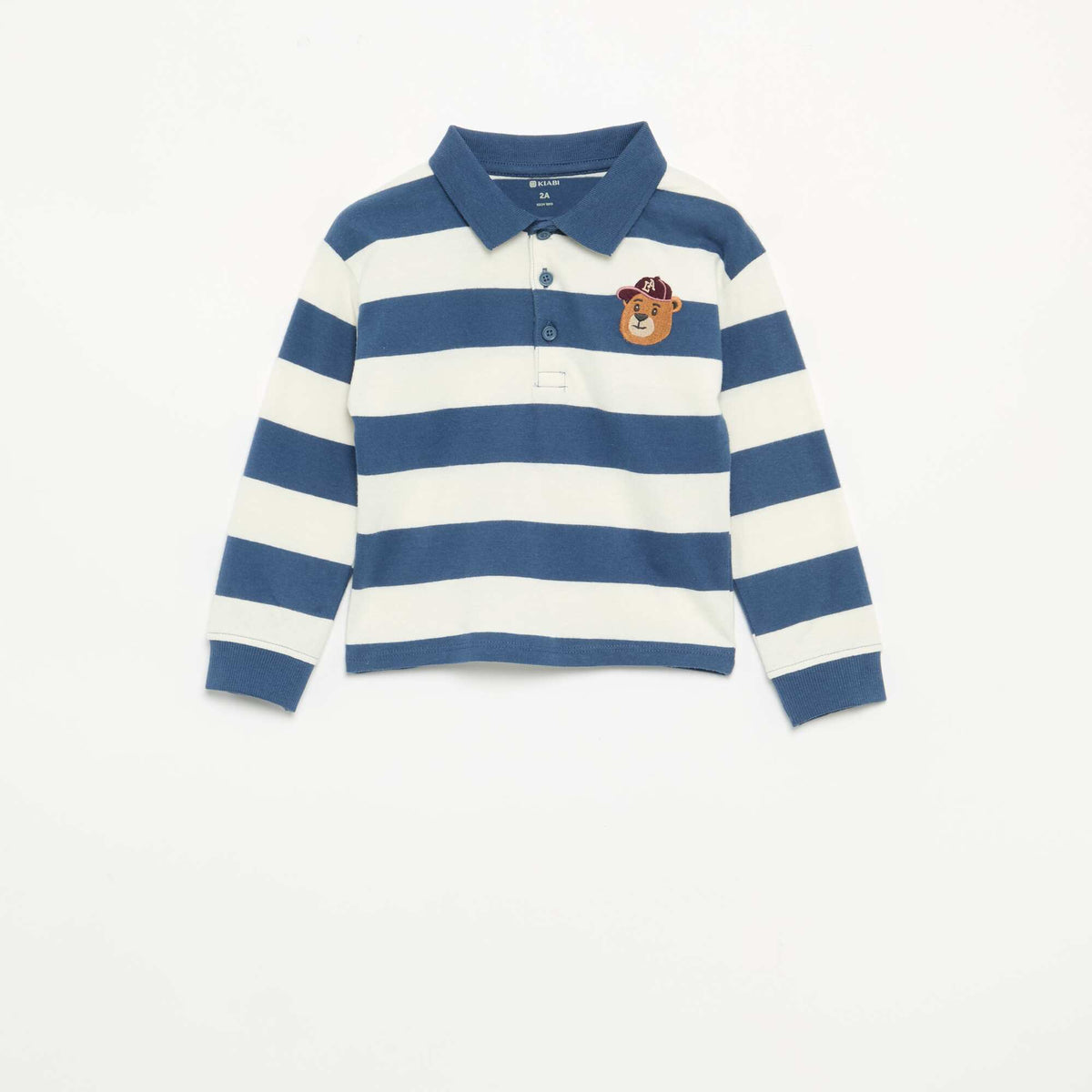 Striped Cotton Jersey Polo Shirt BLUE