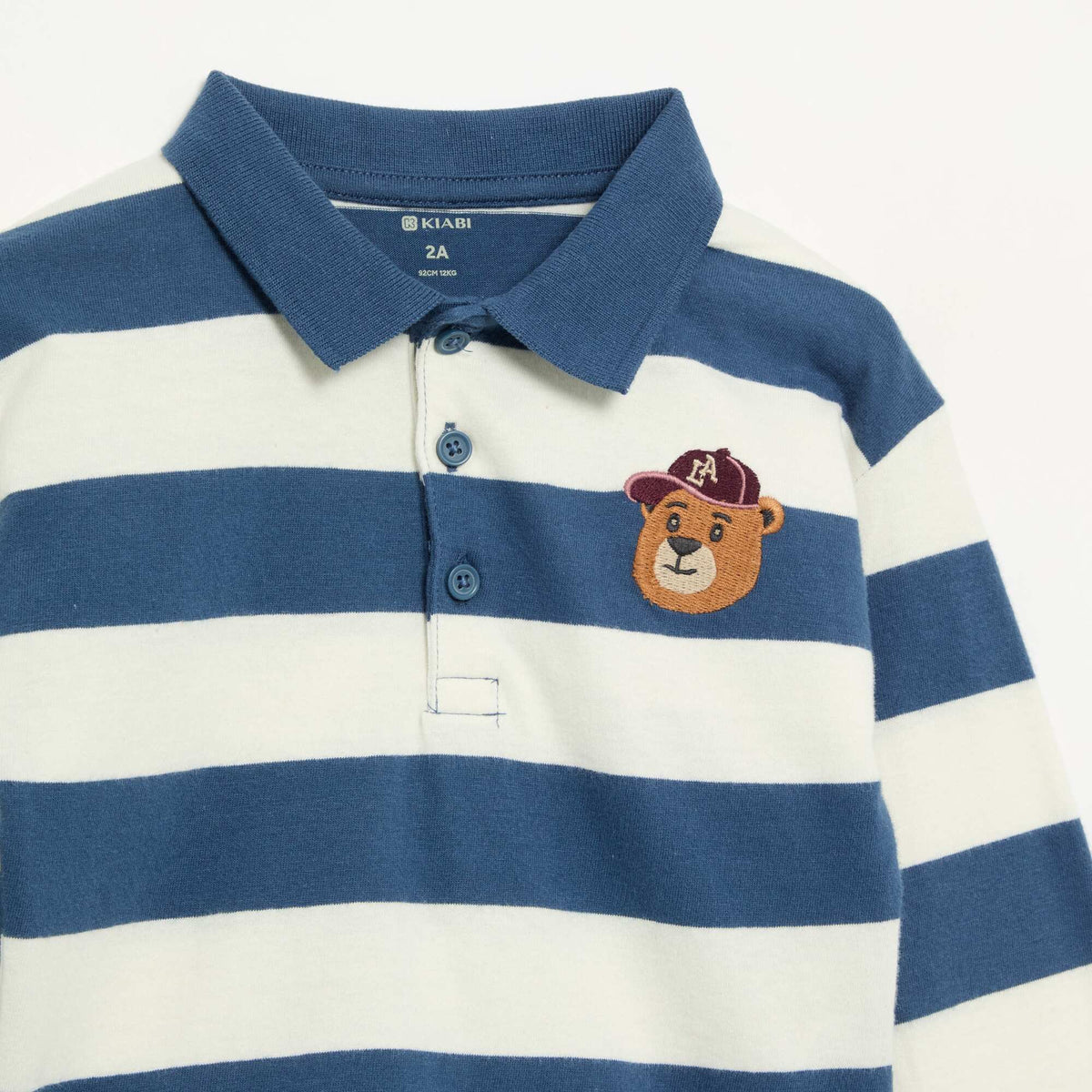 Striped Cotton Jersey Polo Shirt BLUE