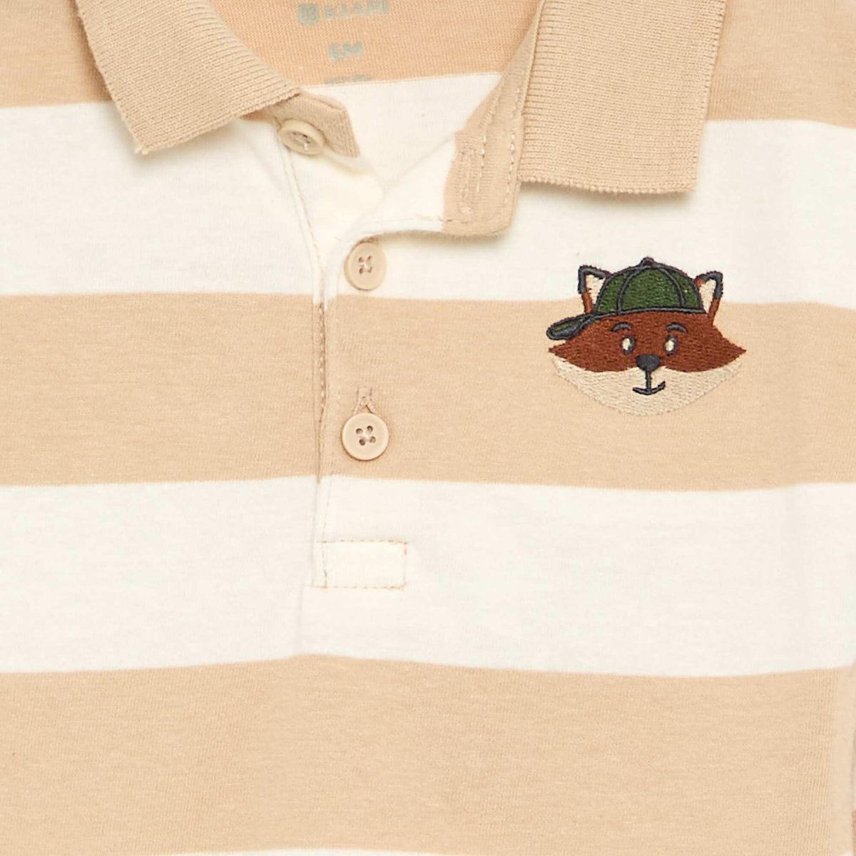 Striped Cotton Jersey Polo Shirt BEIGE