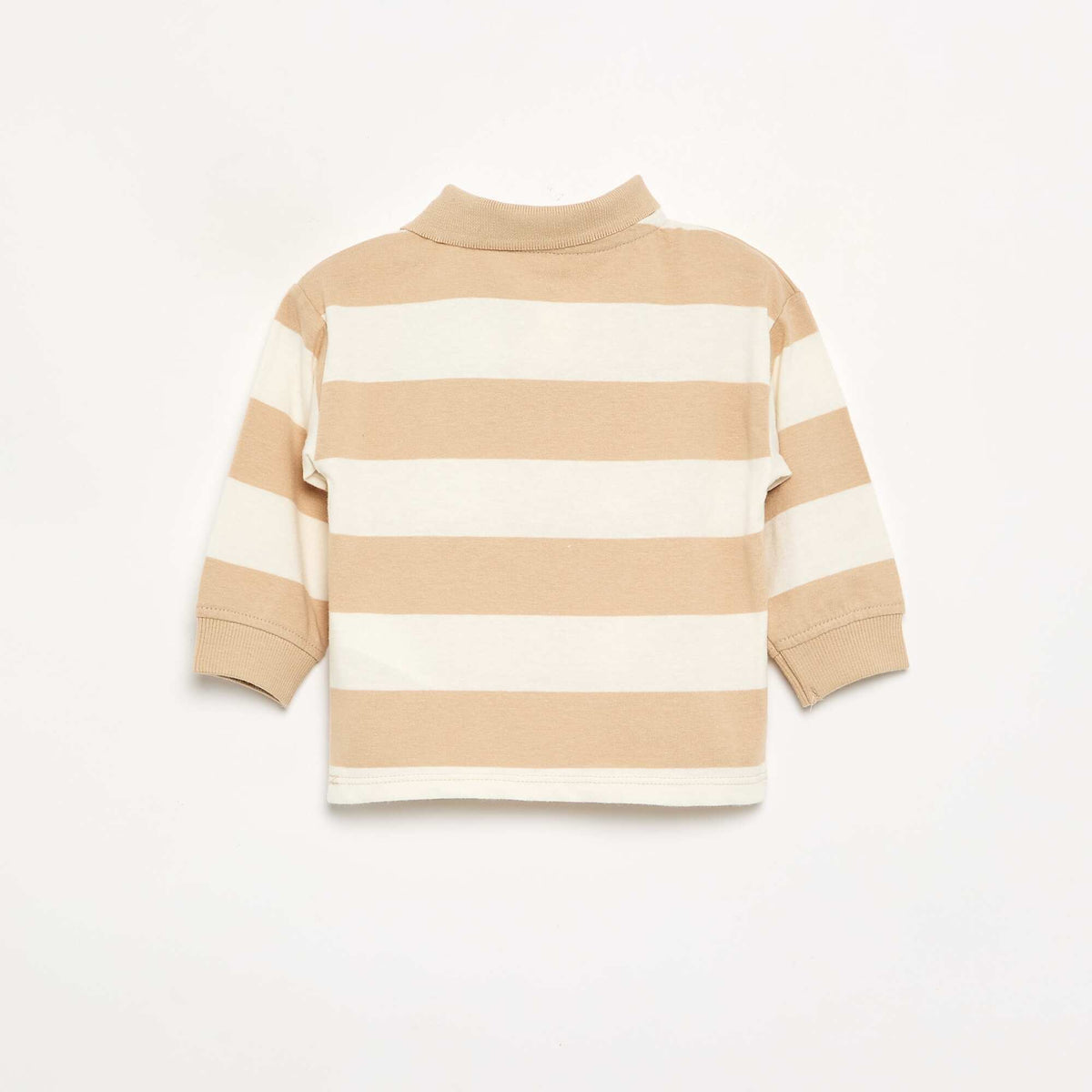 Striped Cotton Jersey Polo Shirt BEIGE