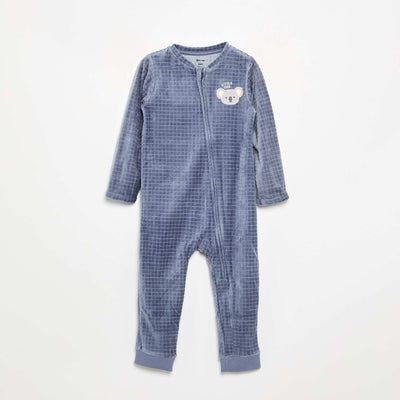Printed Velvet Sleepsuit GREY