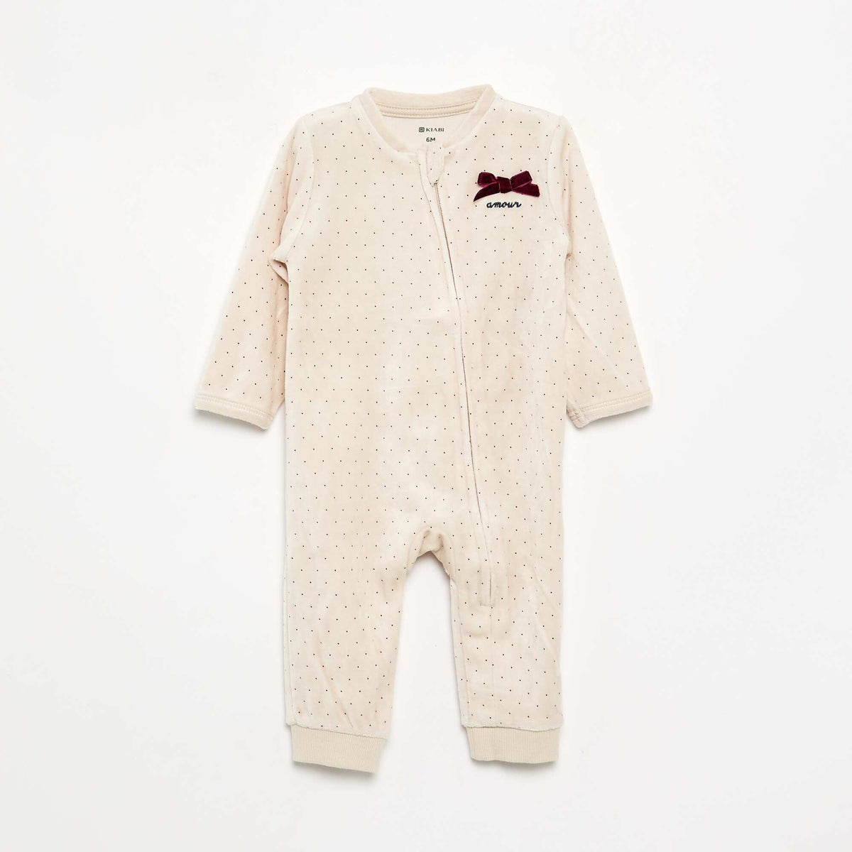 Printed Velvet Sleepsuit BEIGE