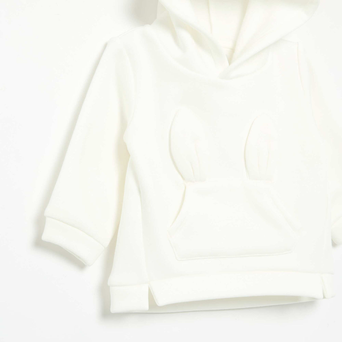 Fleece Hoodie with Rabbit Ears WHITE