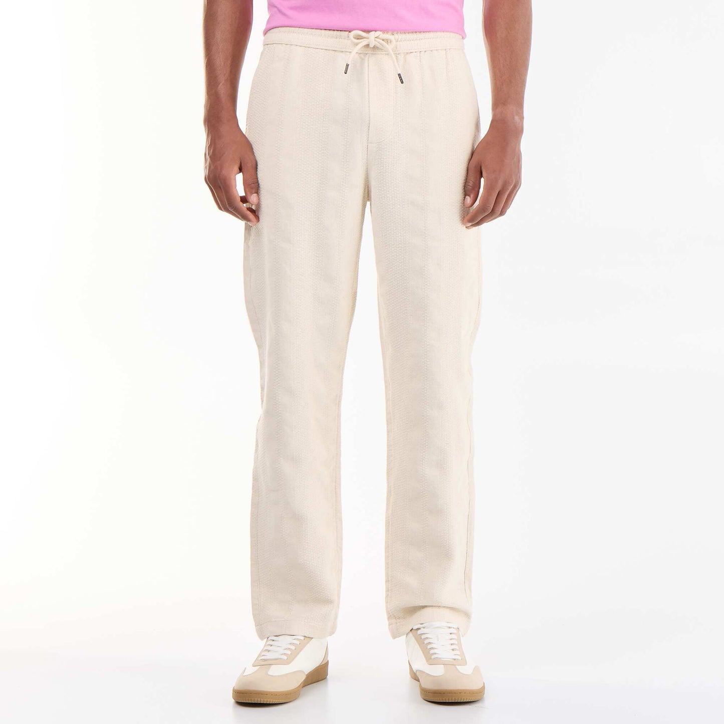 Solid Textured Trousers BEIGE