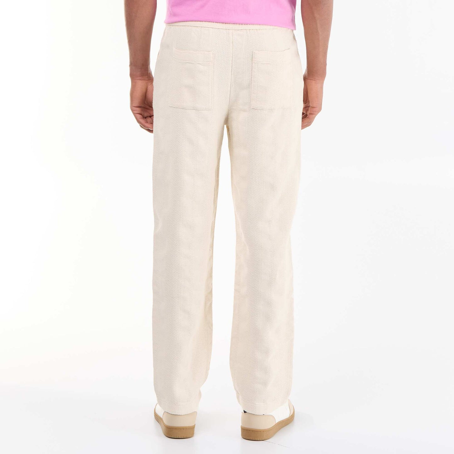 Solid Textured Trousers BEIGE