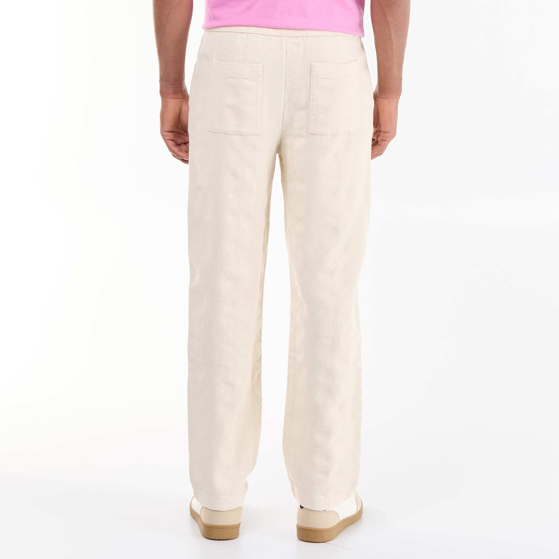 Solid Textured Trousers BEIGE