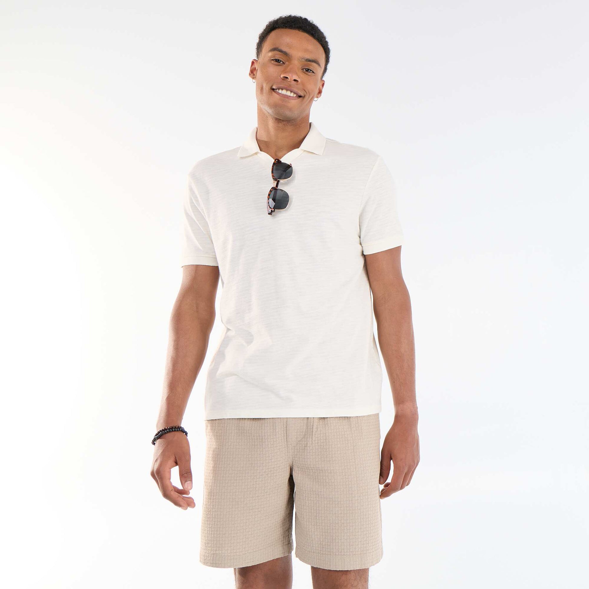 Piqué Knit Bermuda Shorts BEIGE