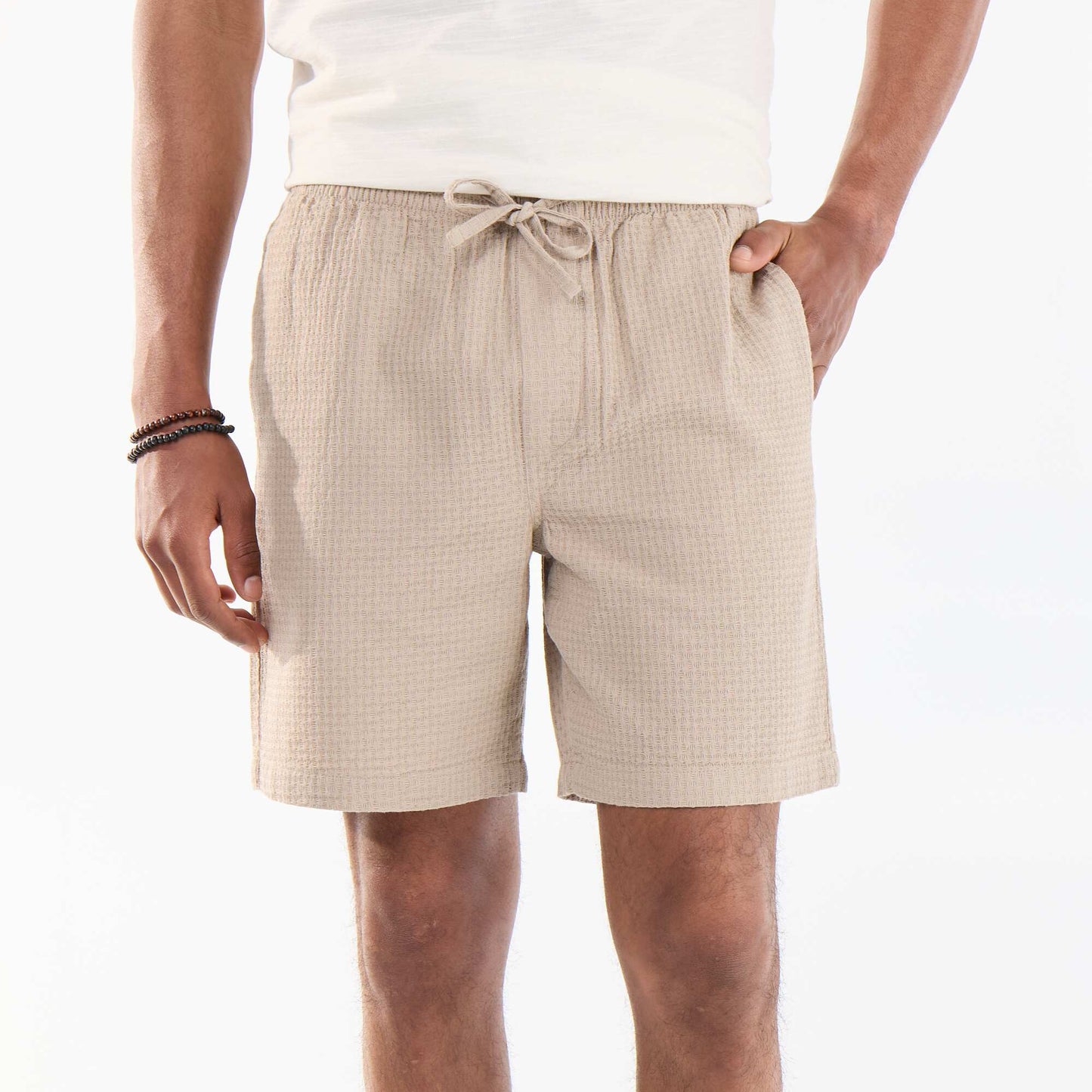 Piqué Knit Bermuda Shorts BEIGE
