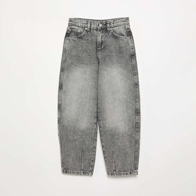 Barrel-fit denim trousers GREY