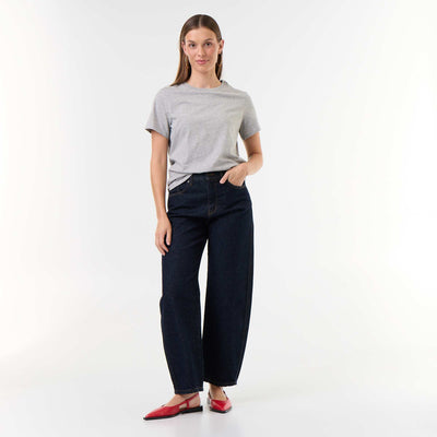 Wide barrel-leg denim pants BLUE