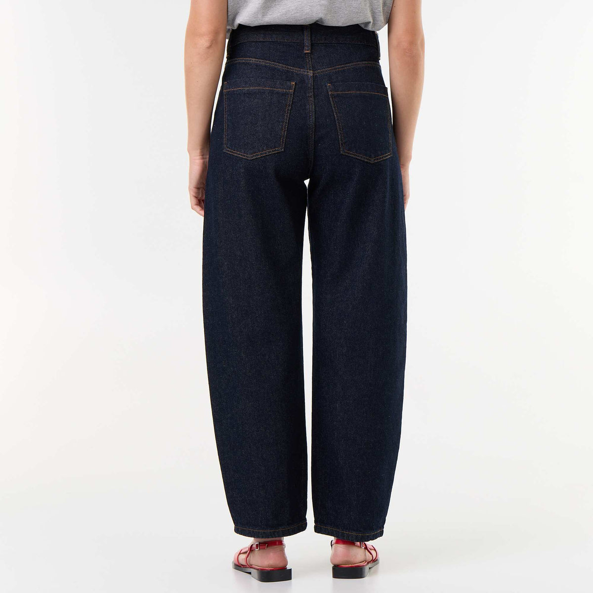 Wide barrel-leg denim pants BLUE