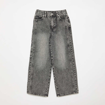 Wide-leg denim pants GREY