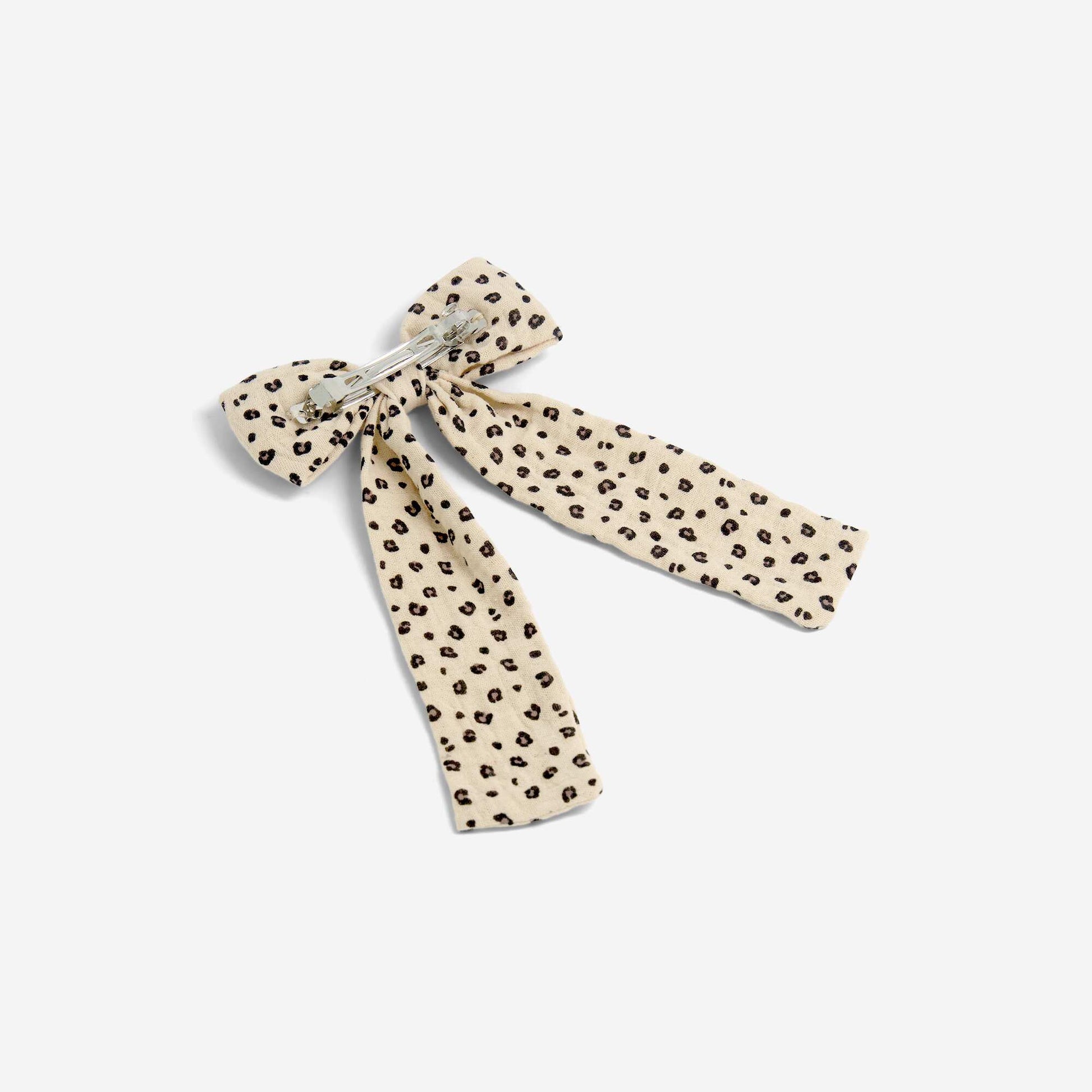 Printed Claw Clip with Large Bow BEIGE