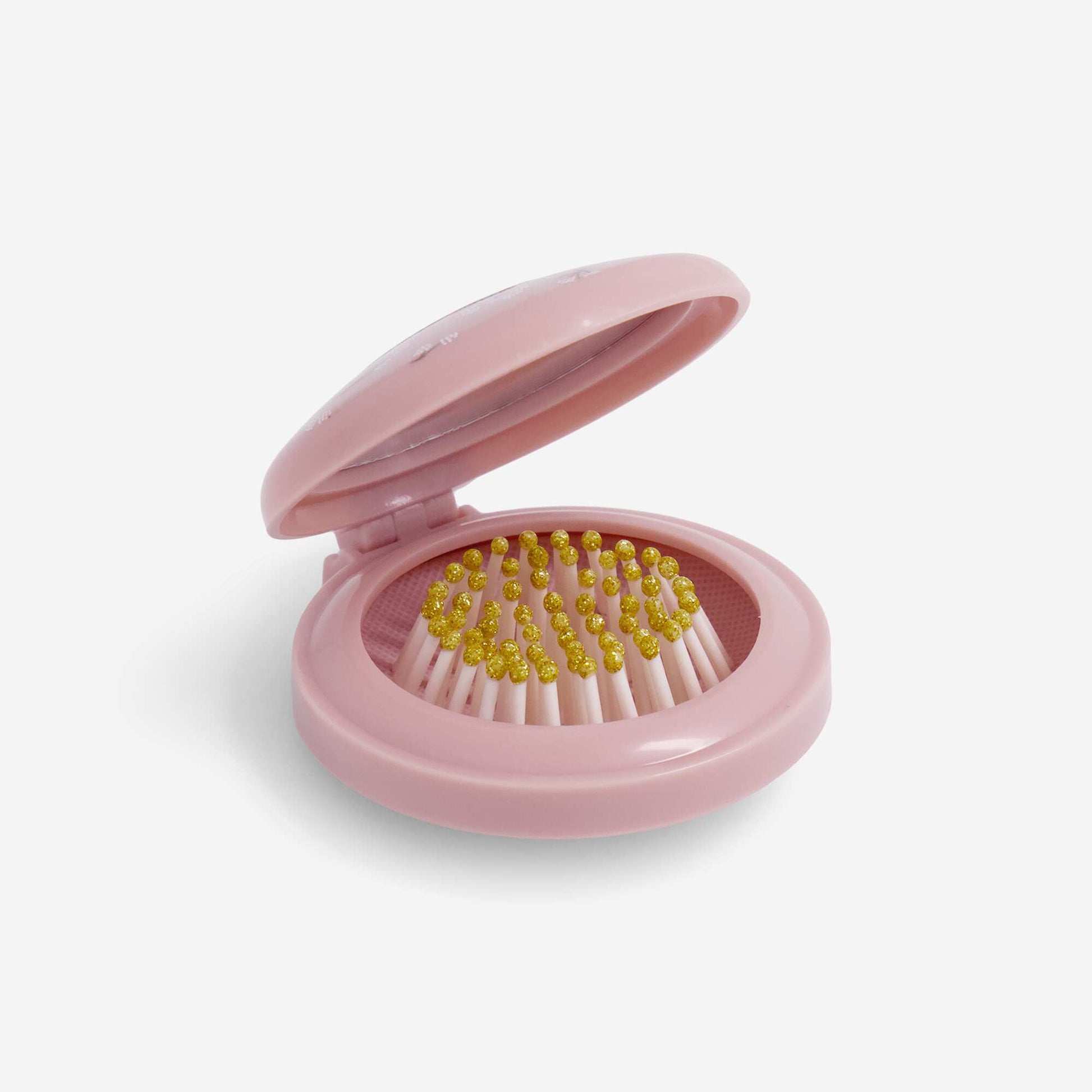 Foldable hairbrush with mirror PINK