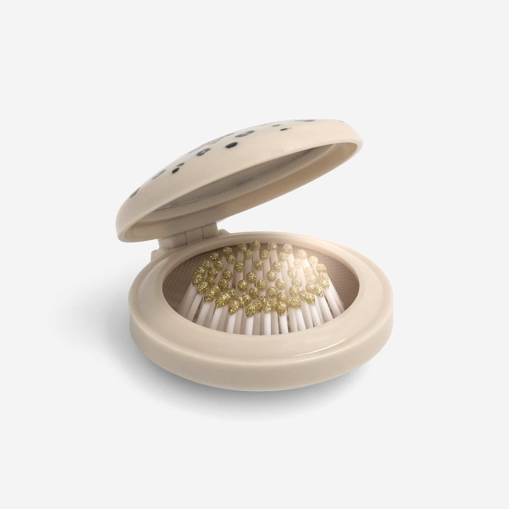 Foldable hairbrush with mirror BEIGE
