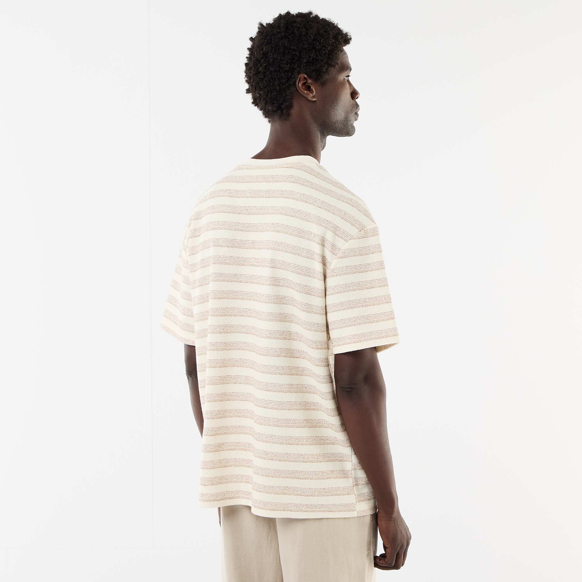 Short-sleeved knitted T-shirt BEIGE