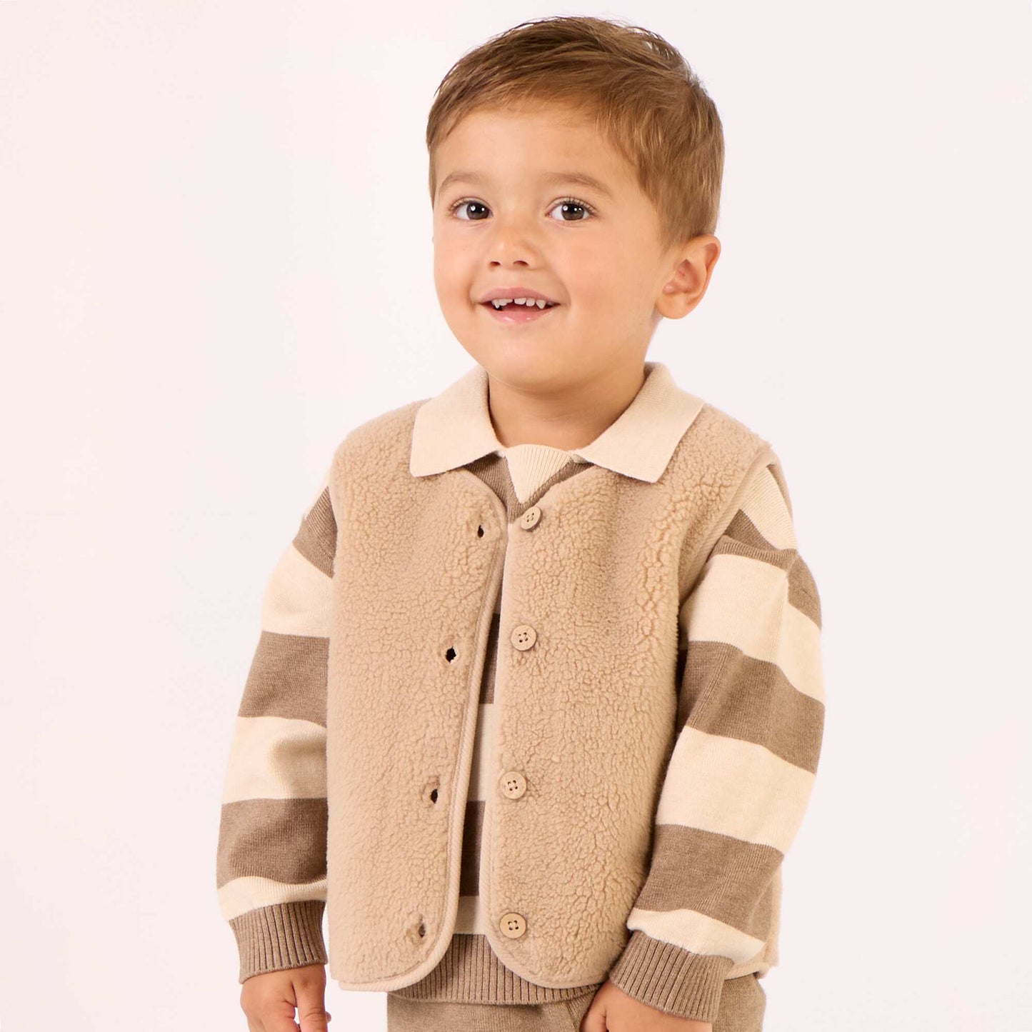 Faux Sheepskin Vest BEIGE
