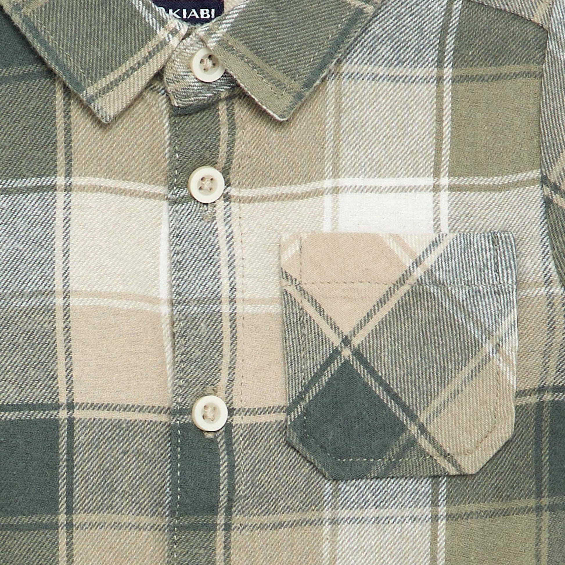Long-sleeved checked shirt GREEN