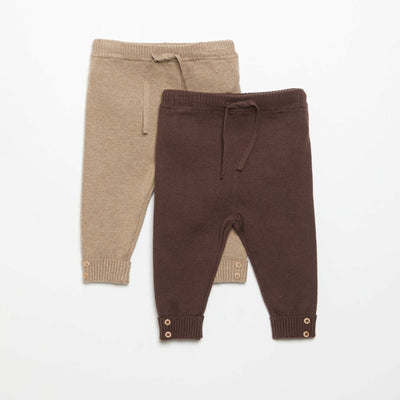 2-Pack Knitted Cotton Trousers BEIGE