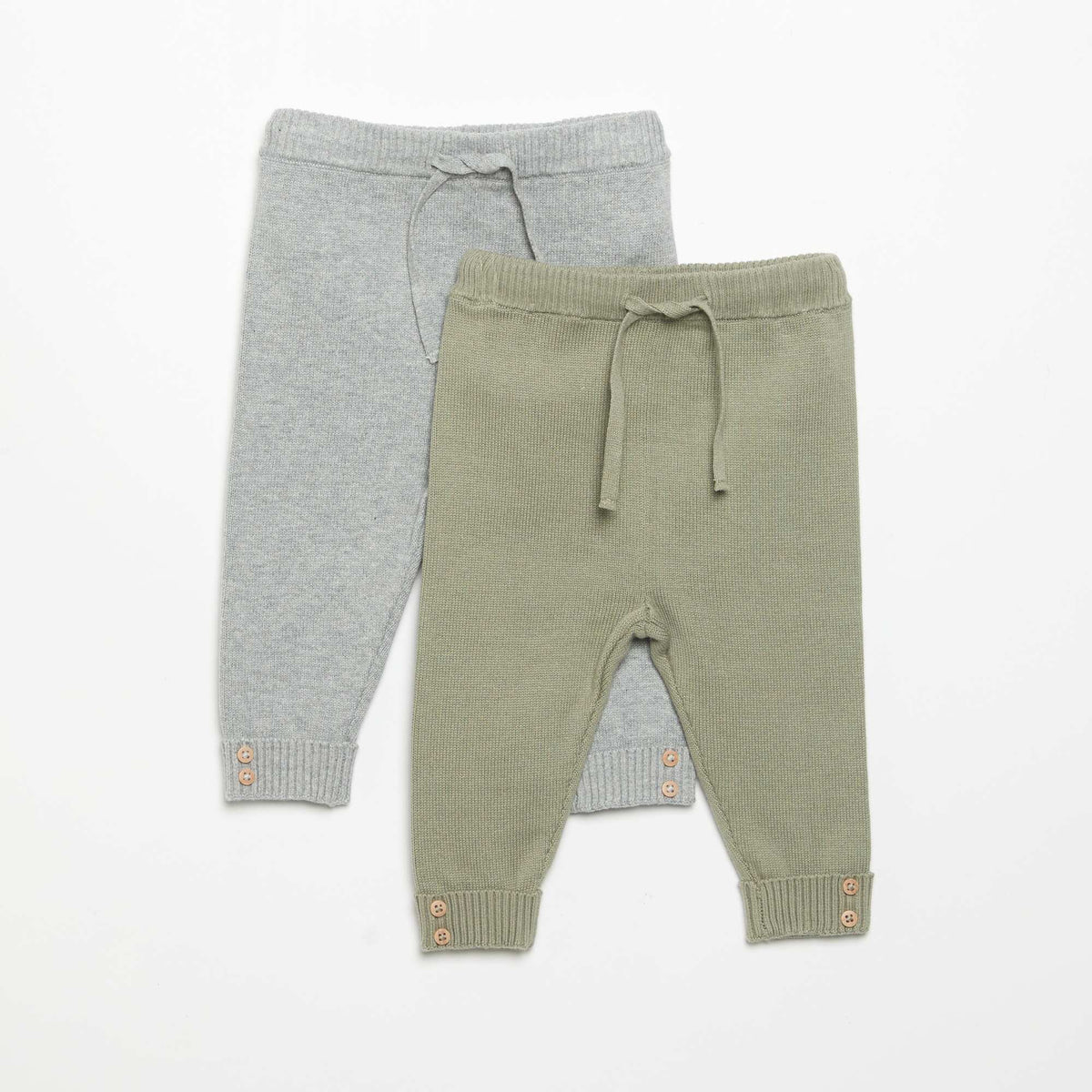 2-Pack Knitted Cotton Trousers GREY