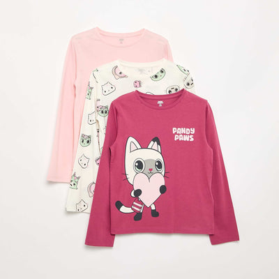 3-Pack 'Gabby's Dollhouse' Long-Sleeve T-Shirts PINK