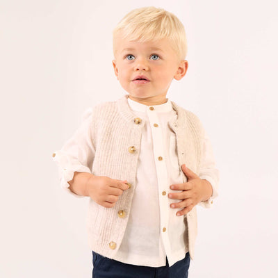 Sleeveless cardigan with pockets BEIGE