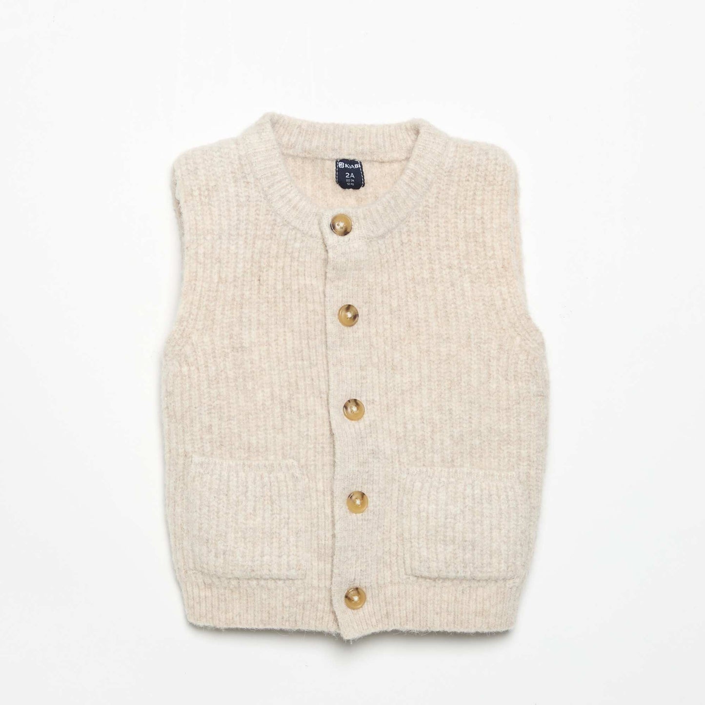 Sleeveless cardigan with pockets BEIGE