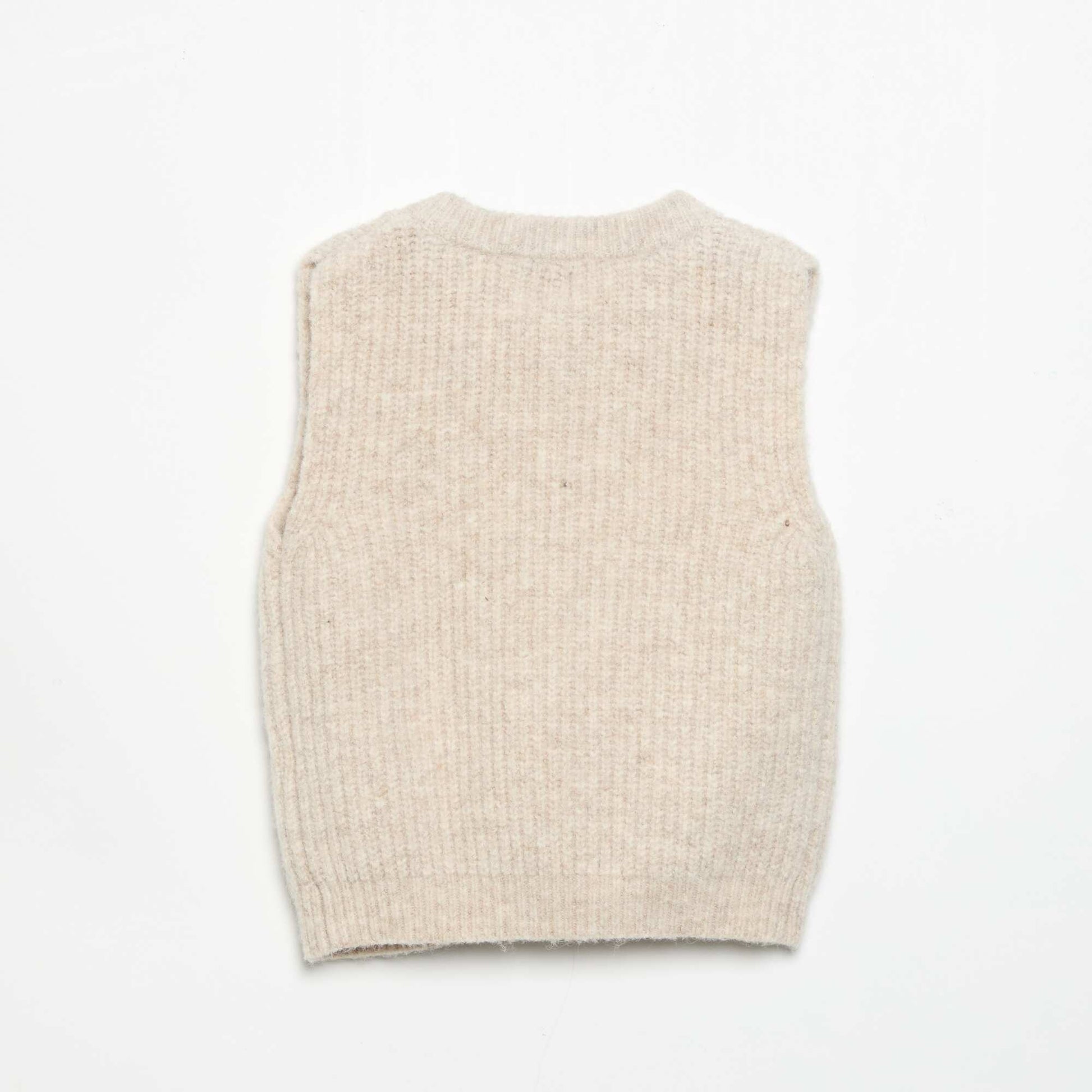 Sleeveless cardigan with pockets BEIGE