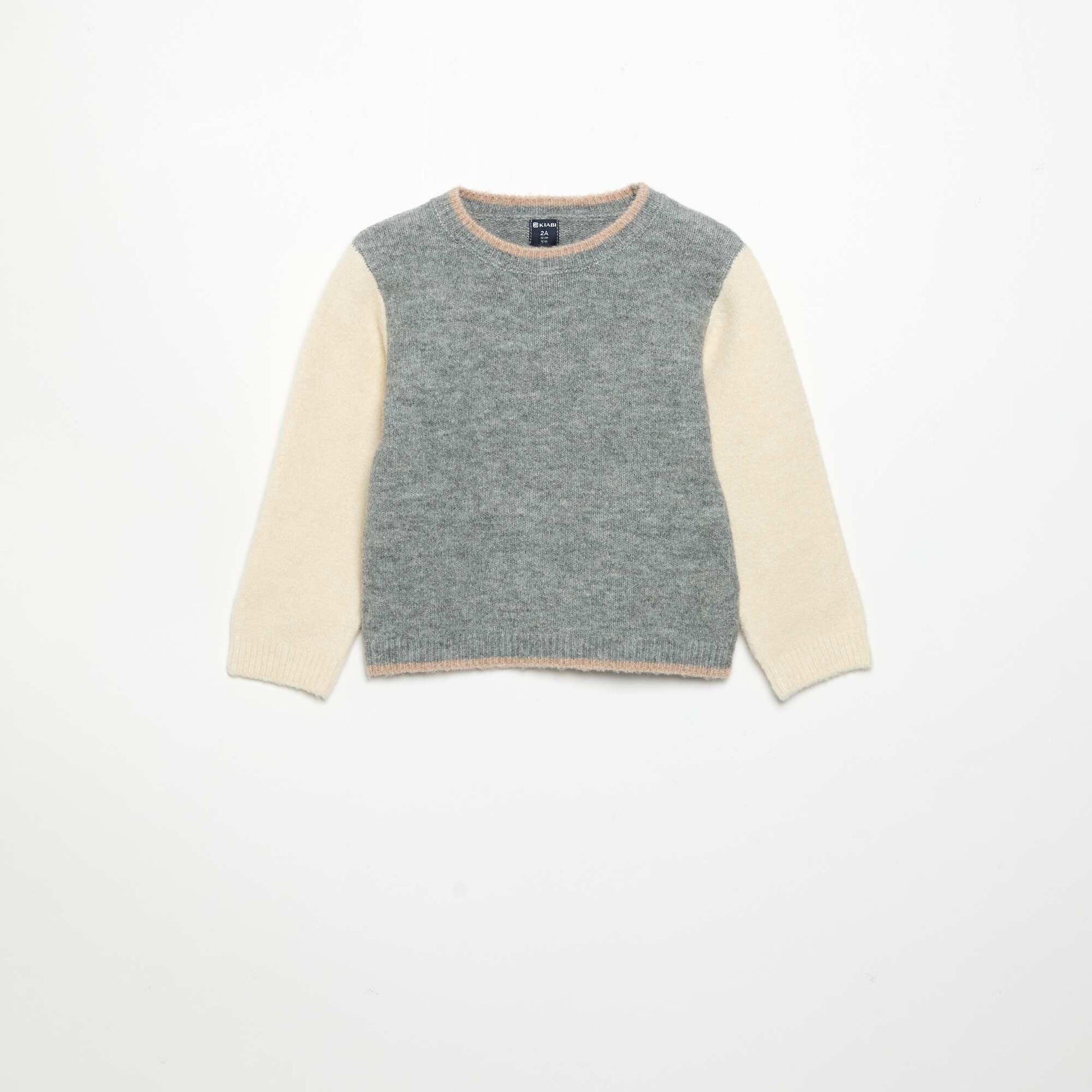 Contrast Long-Sleeved Sweater GREY