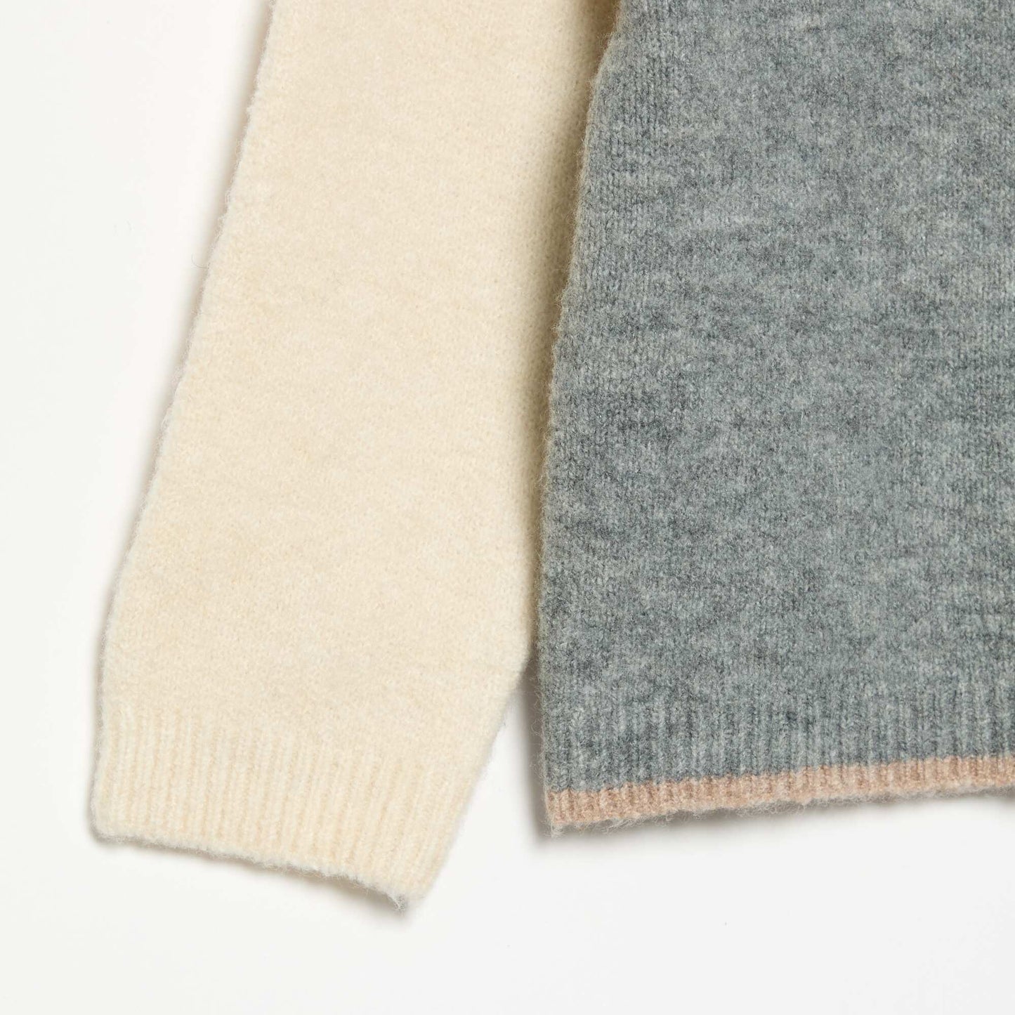 Contrast Long-Sleeved Sweater GREY