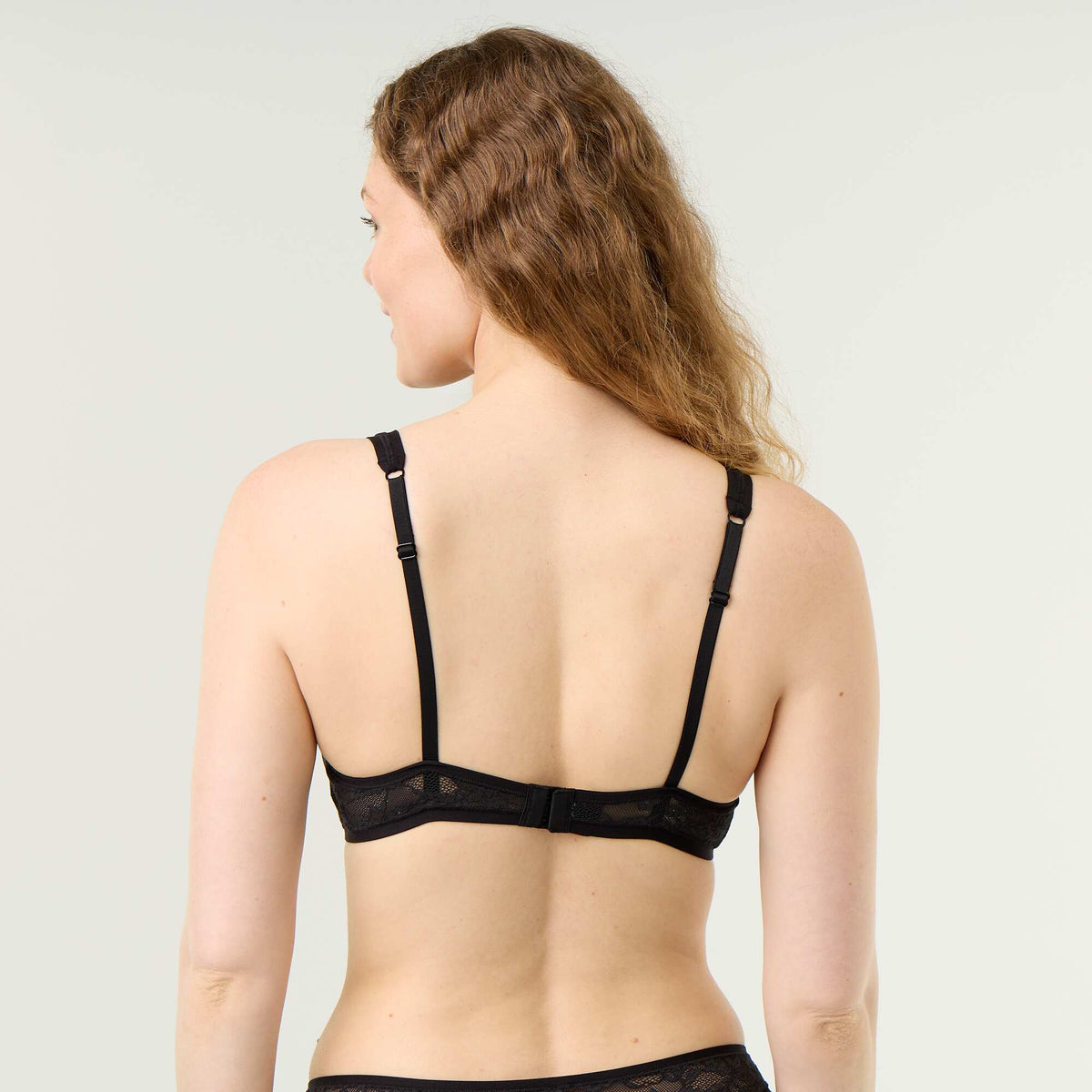 Openwork Lace Triangle Bra BLACK