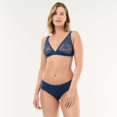 Two-tone lace shorty BLUE