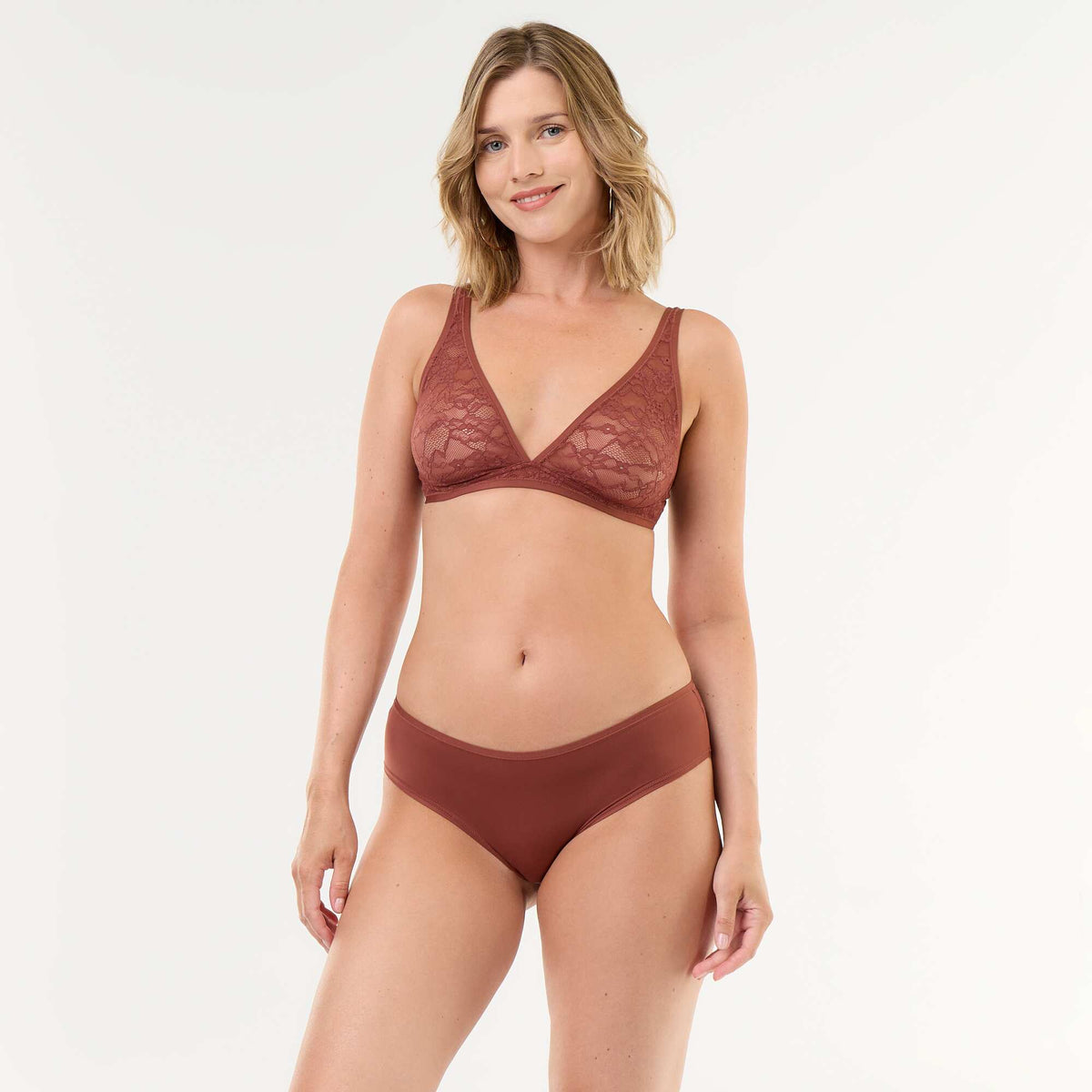 Two-tone lace shorty BROWN