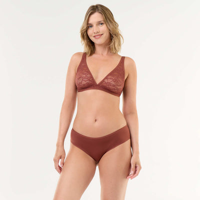 Two-tone lace shorty BROWN