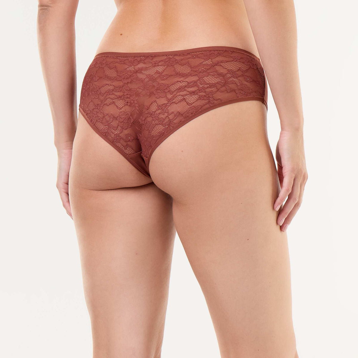 Two-tone lace shorty BROWN