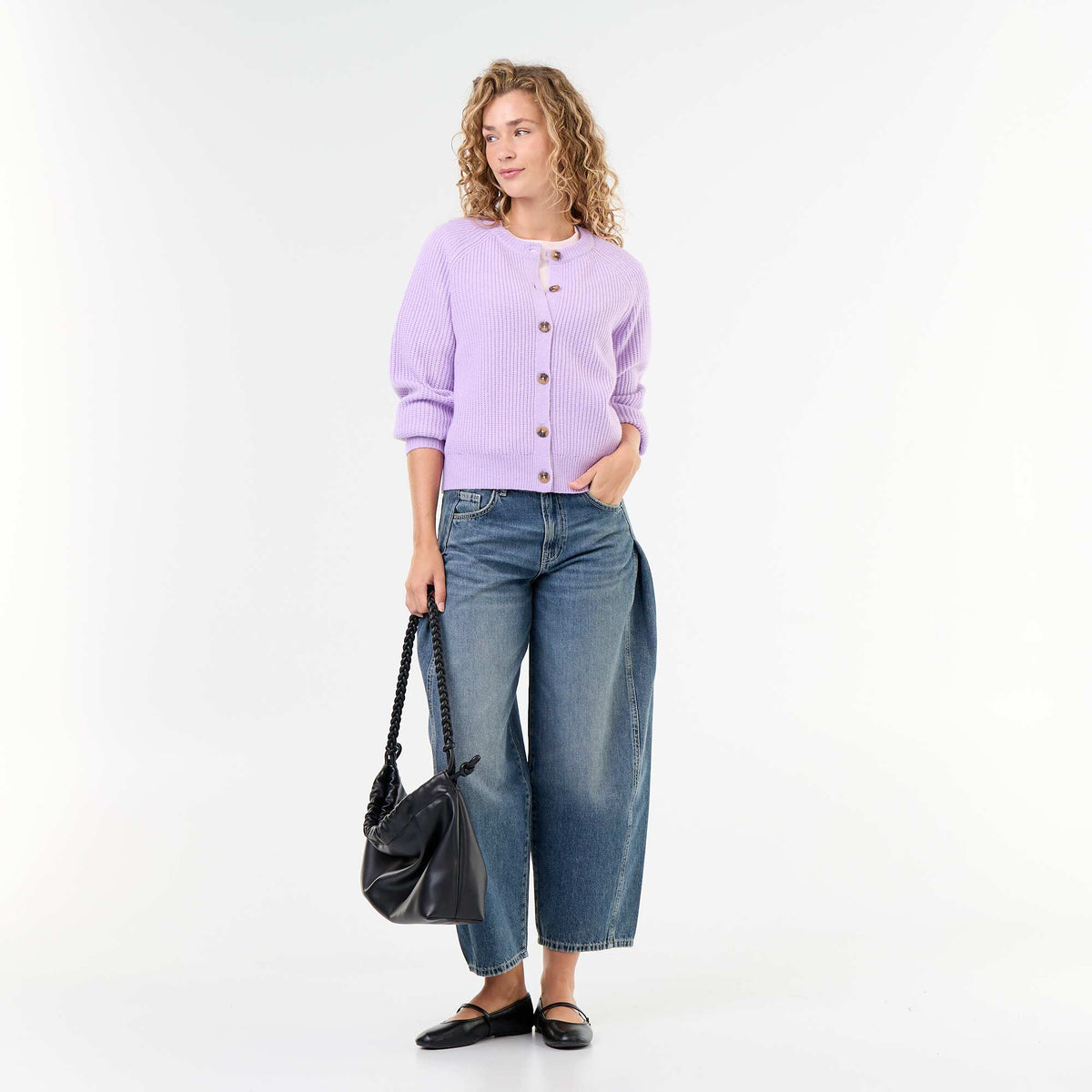 Chunky Knit Cardigan PURPLE
