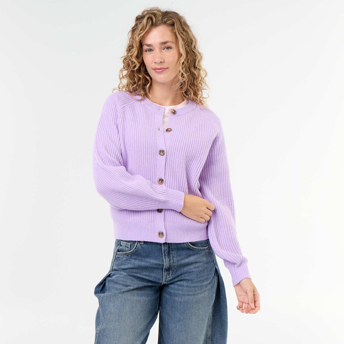 Chunky Knit Cardigan PURPLE