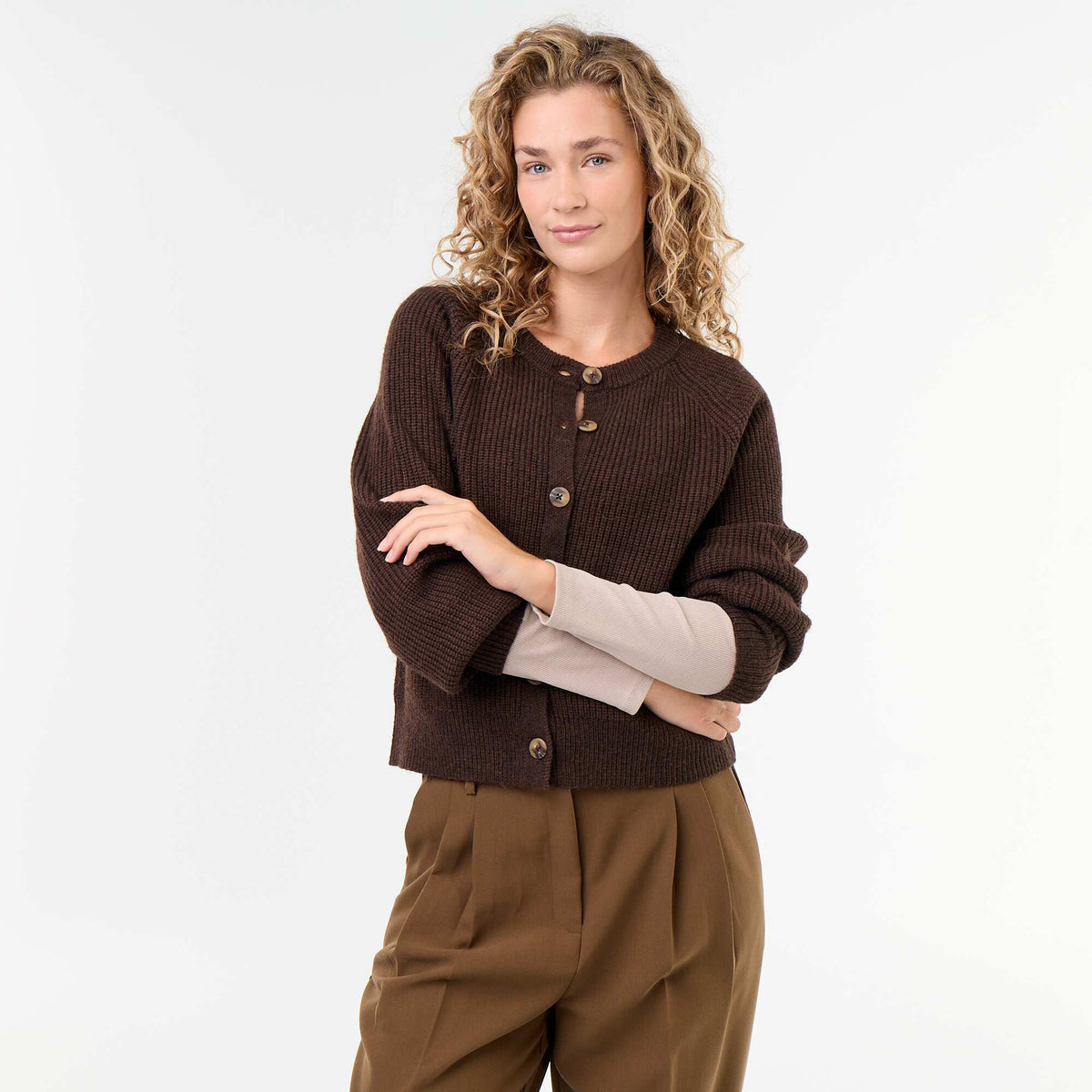 Chunky Knit Cardigan BROWN