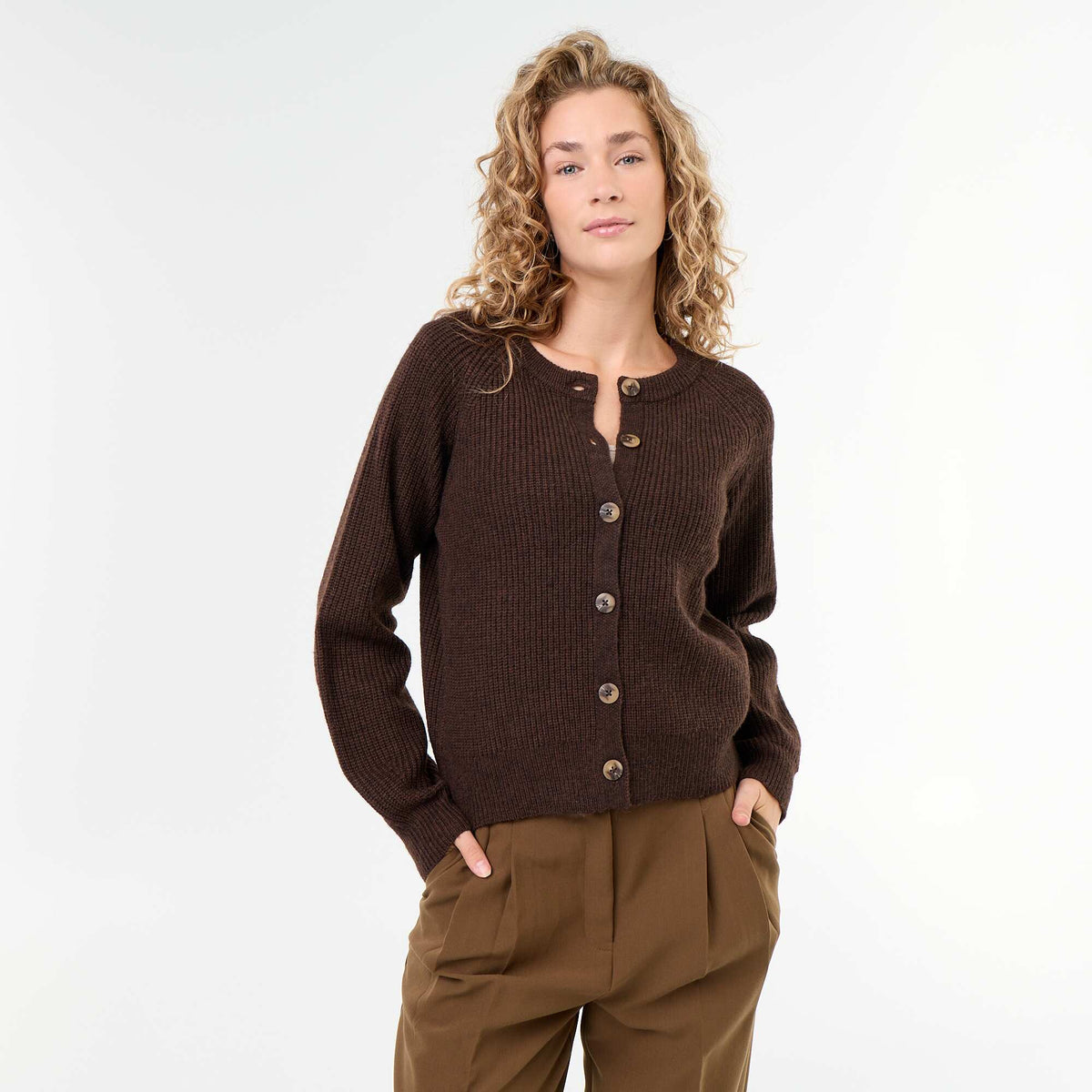 Chunky Knit Cardigan BROWN