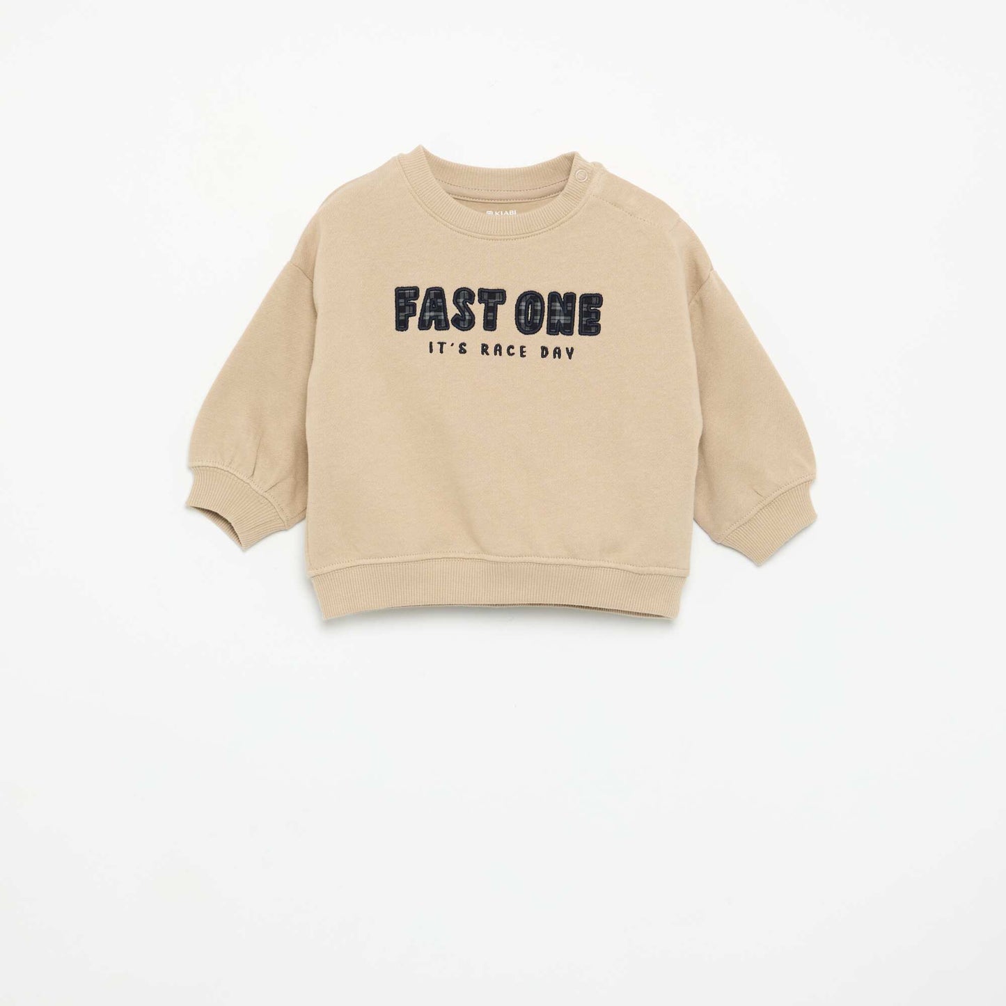 Plain sweatshirt with chest print BEIGE